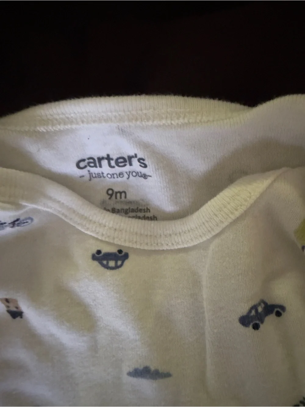 Carter's White Long-Sleeve Printed Baby Bodysuit with Blue and Green Motifs